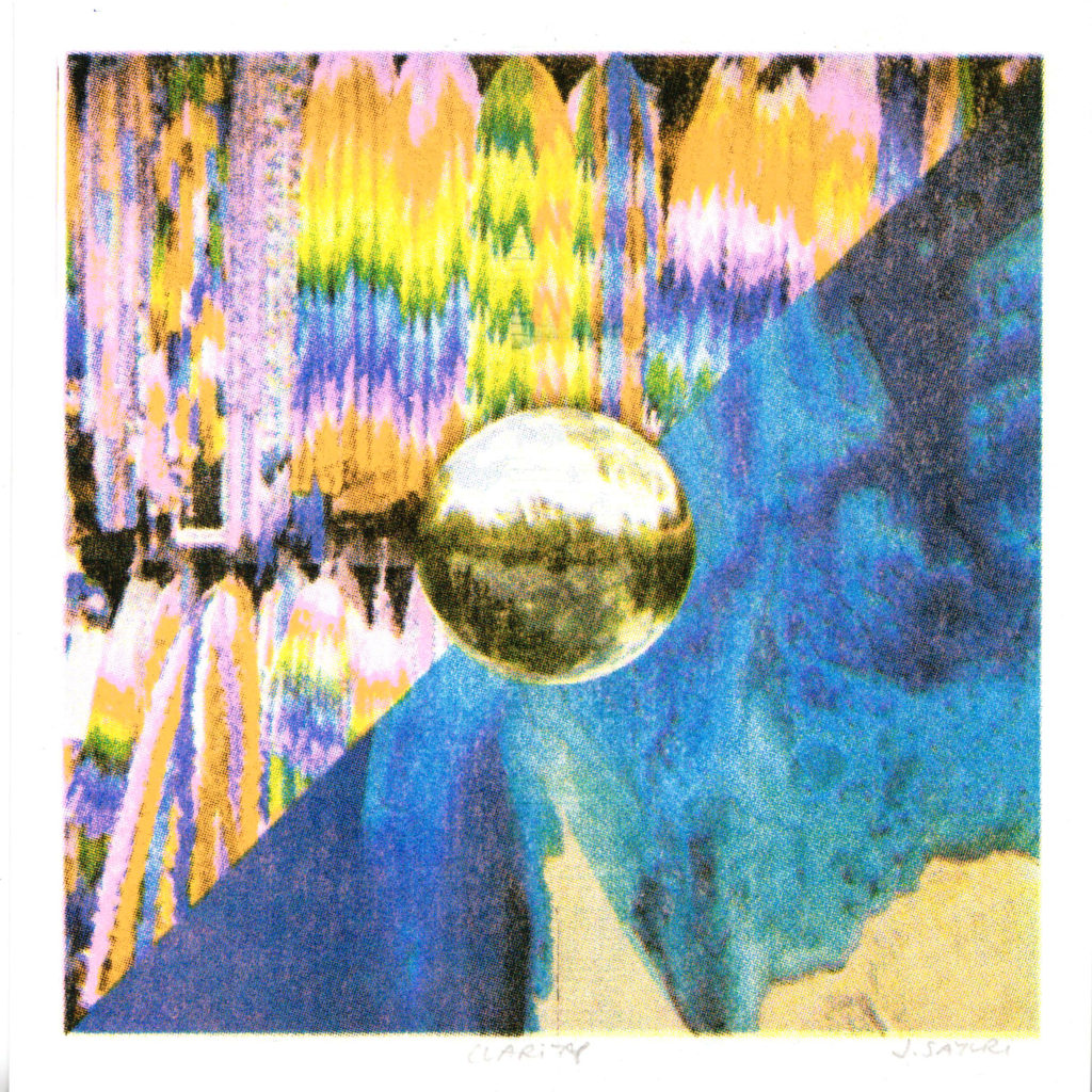 Risograph print clarity ocean rainbow crystal ball