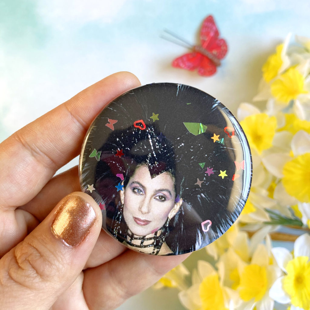 cher pinback button