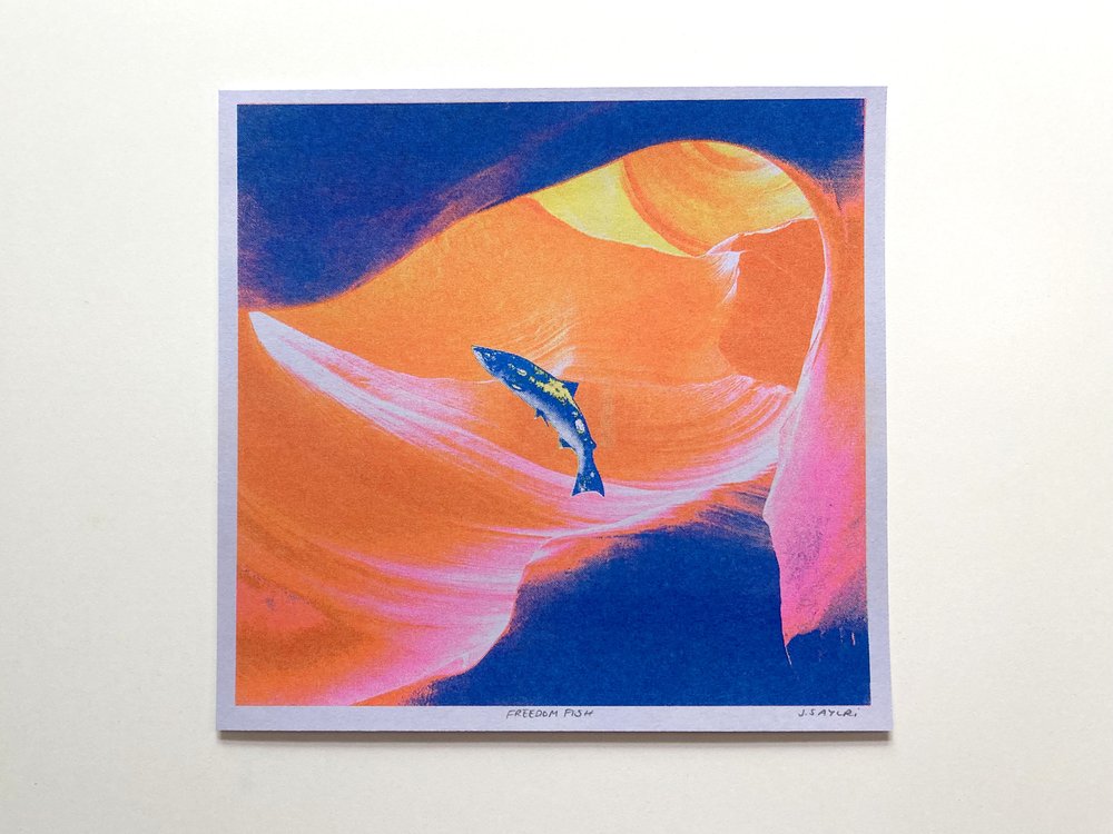 Freedom Fish risograph print