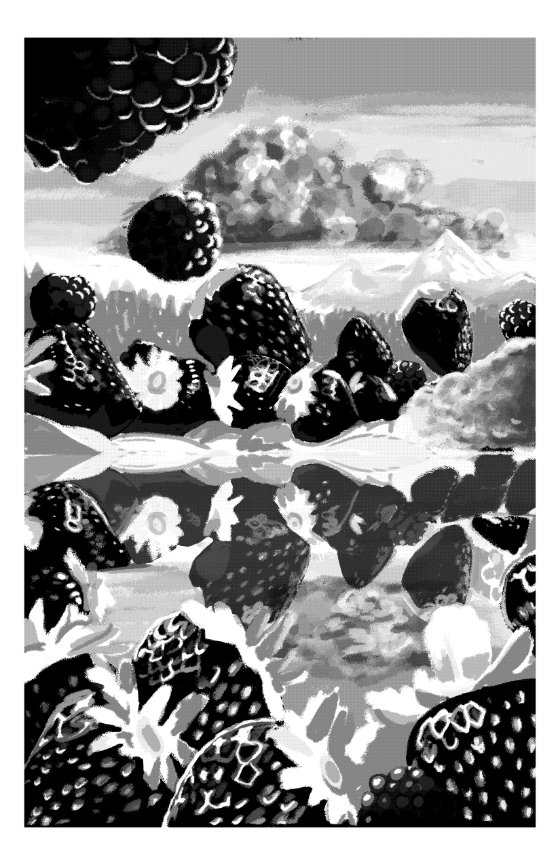 The fluorescent pink ink file for Strawberry Lake, in black and white
